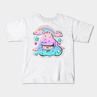 Cute windy bubble head girl in kawaii style Kids T-Shirt